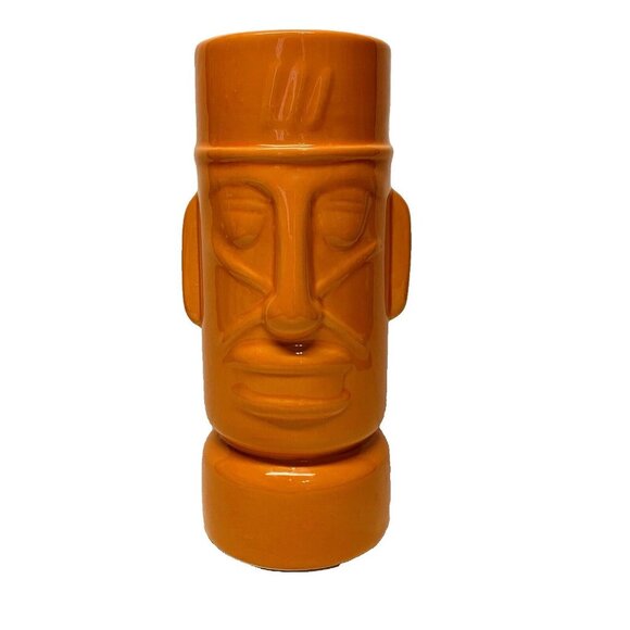 Tiki Mug Light Orange Unbranded 7" x 2.5" EUC - Picture 2 of 7